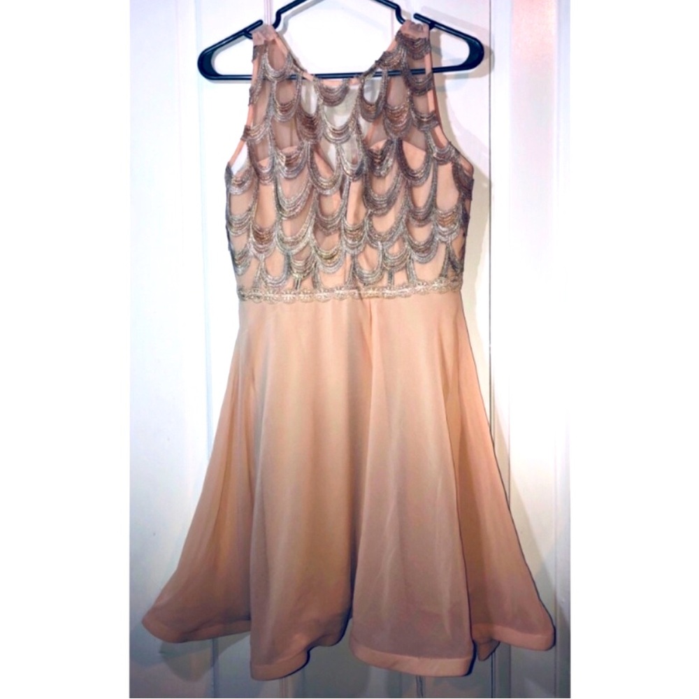 STRIKING [LIKE NEW] Metallic Mesh Sweetheart Dress